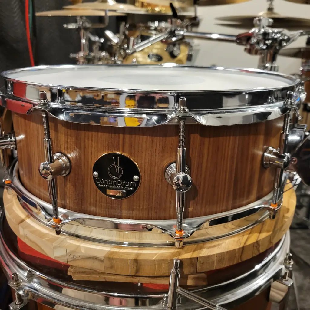 Walnut stave snare drum