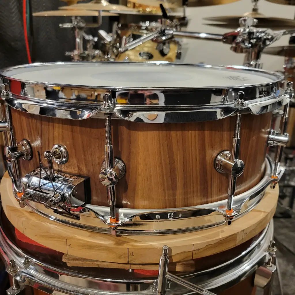 Walnut stave snare drum