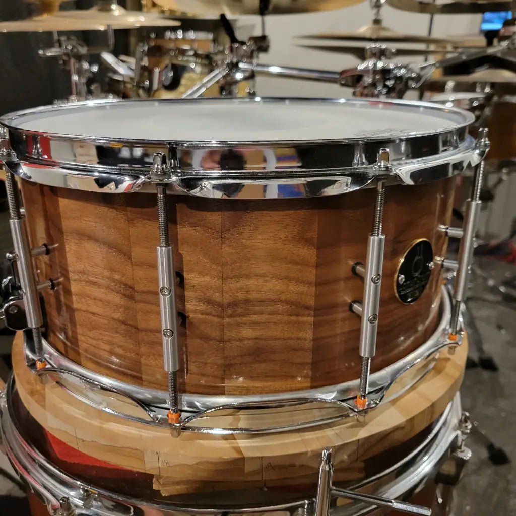 Walnut stave snare drum