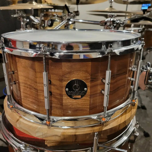 Walnut stave snare drum