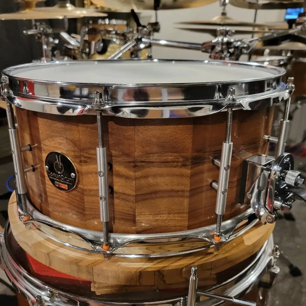 Walnut stave snare drum