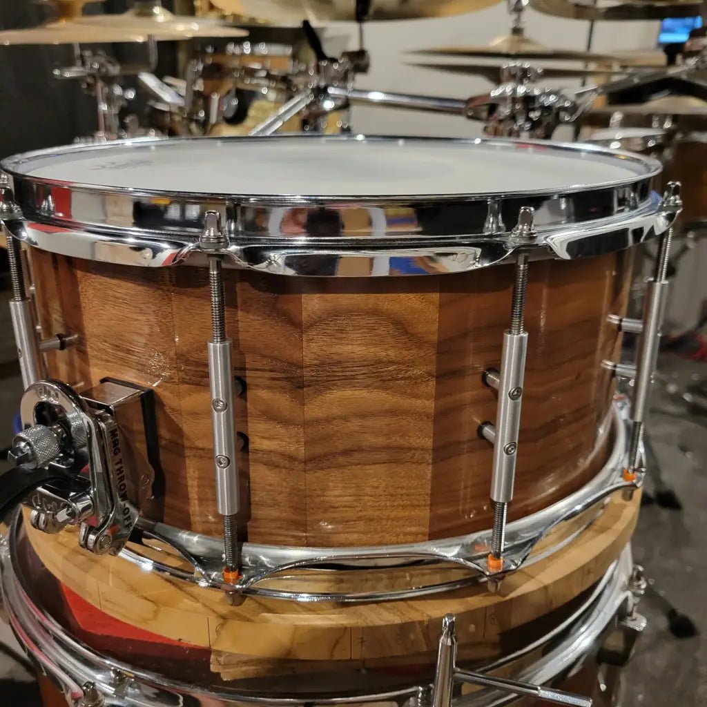 Walnut stave snare drum