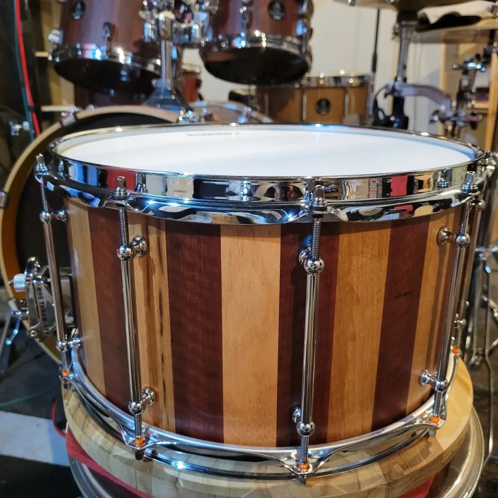 Blackbutt and Jarrah 14x8 stave block snare drum - Snare