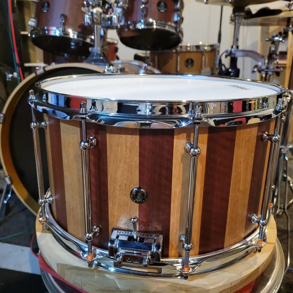 Blackbutt and Jarrah 14x8 stave block snare drum - Snare