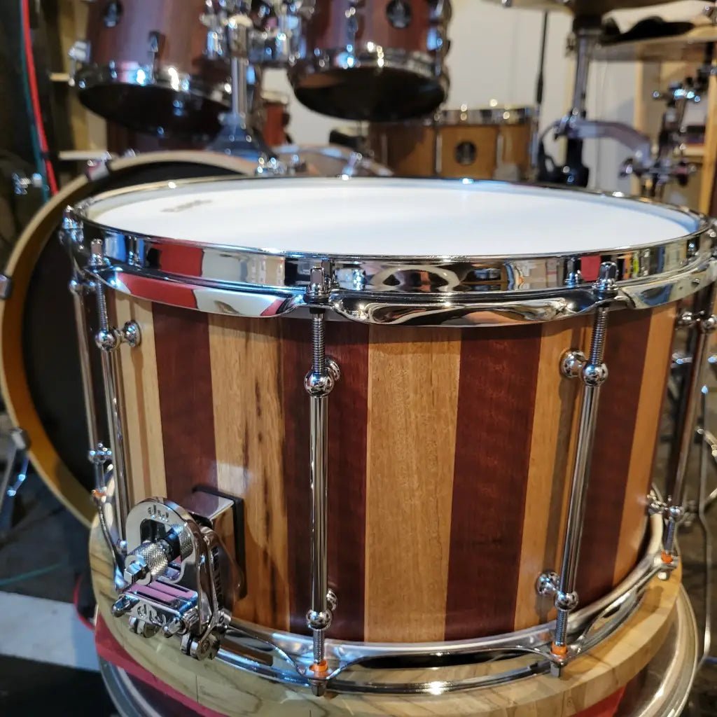 Blackbutt and Jarrah 14x8 stave block snare drum - Snare