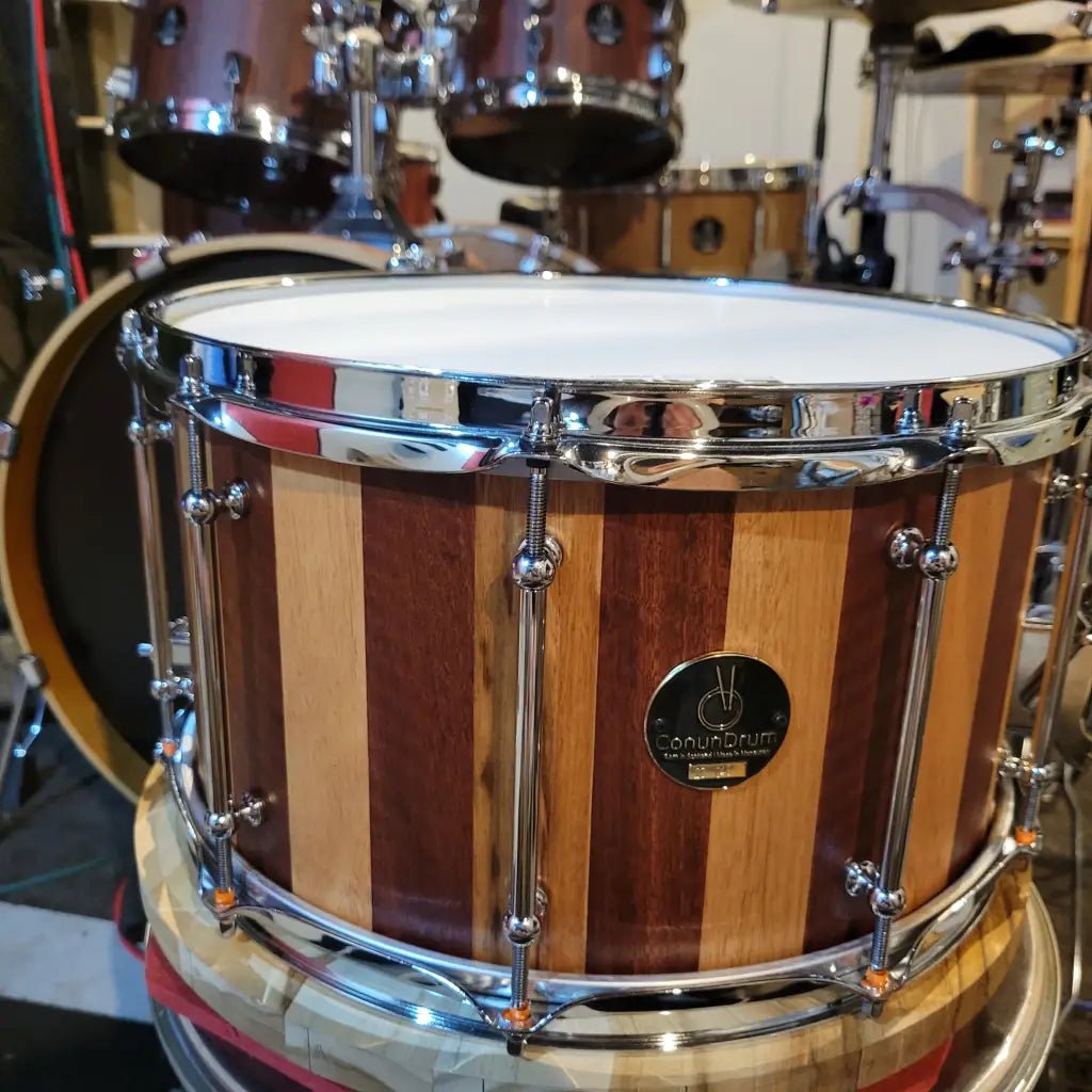 Blackbutt and Jarrah 14x8 stave block snare drum - Snare