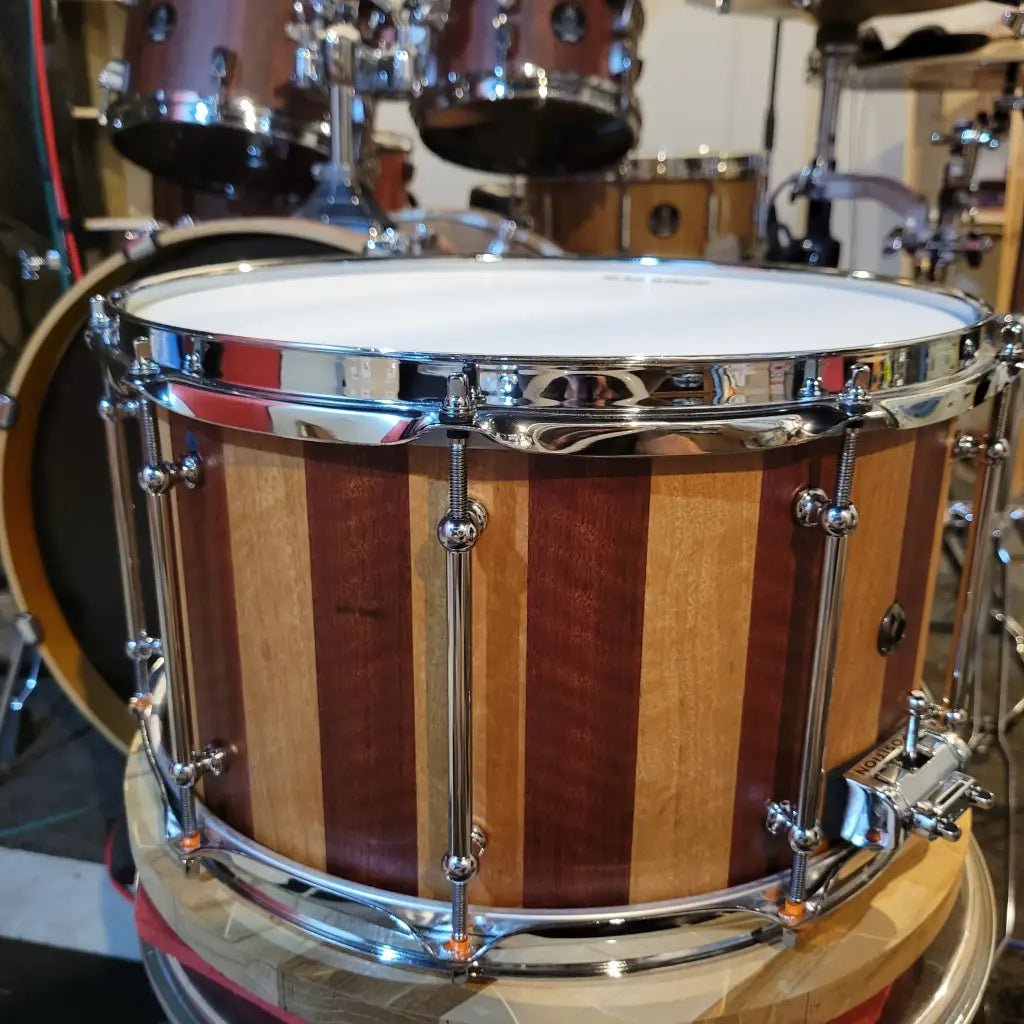 Blackbutt and Jarrah 14x8 stave block snare drum - Snare