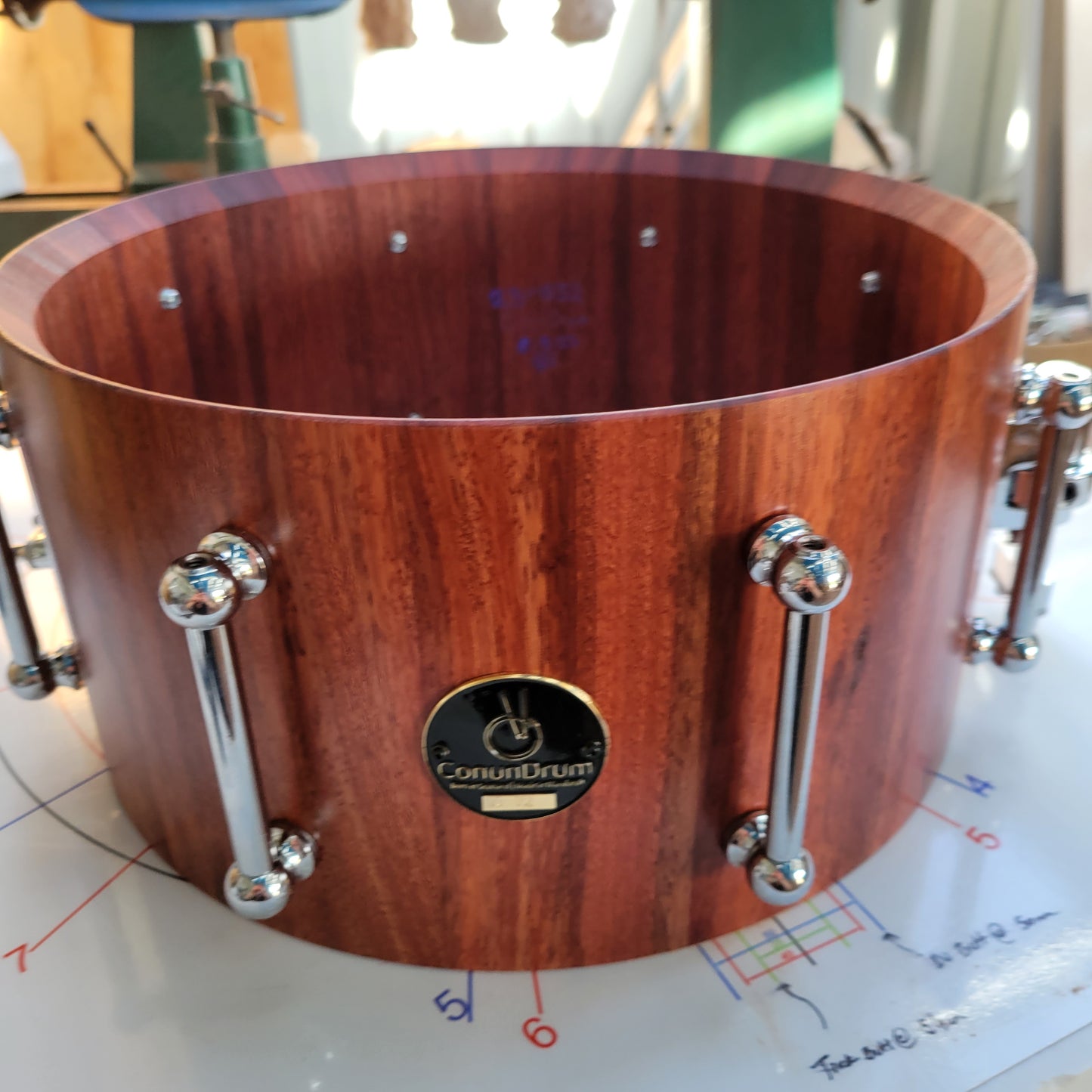 Jarrah shell, Hardness 8.5kN (Inc. Bearing edges & Snare beds)