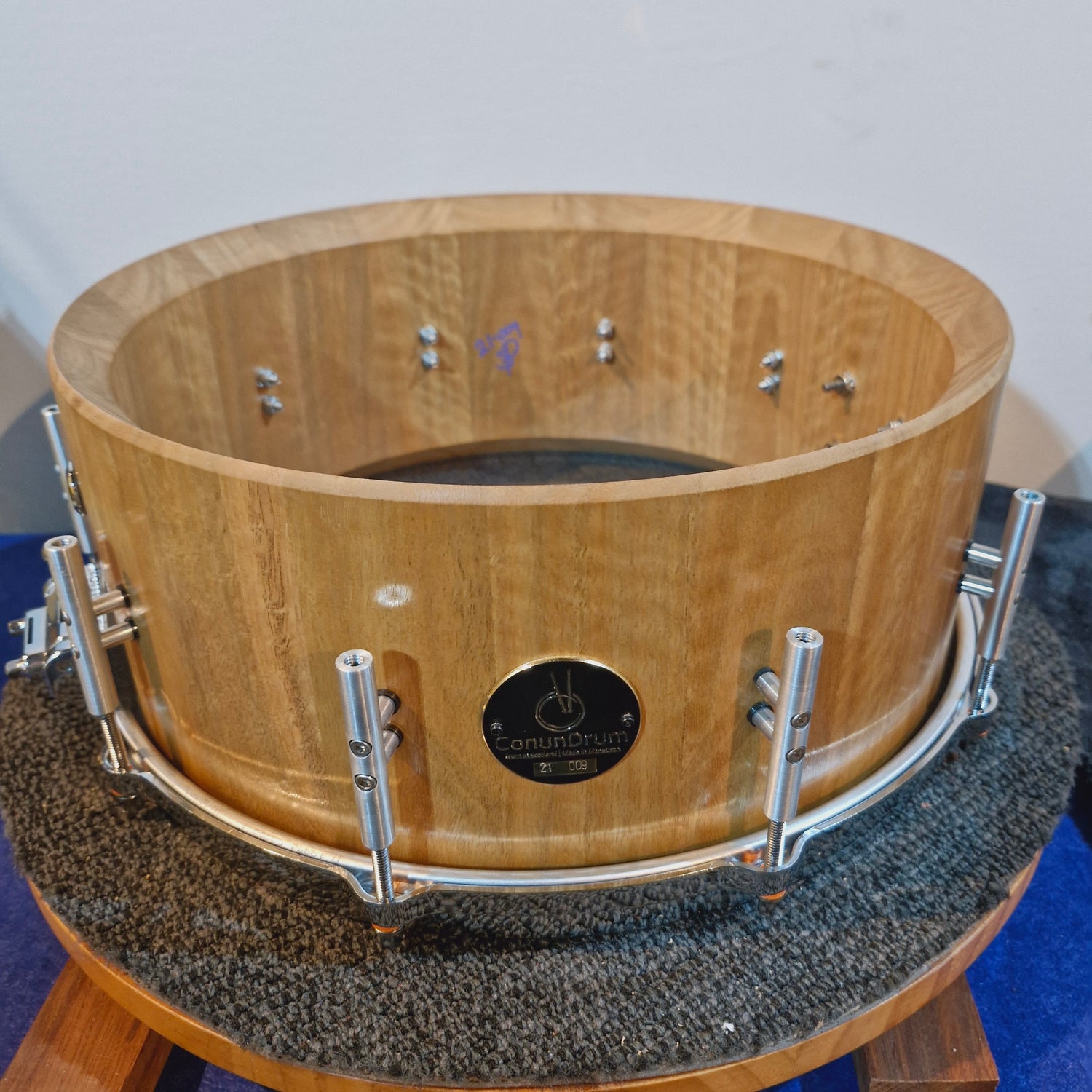 Sotted gum stave snare drum