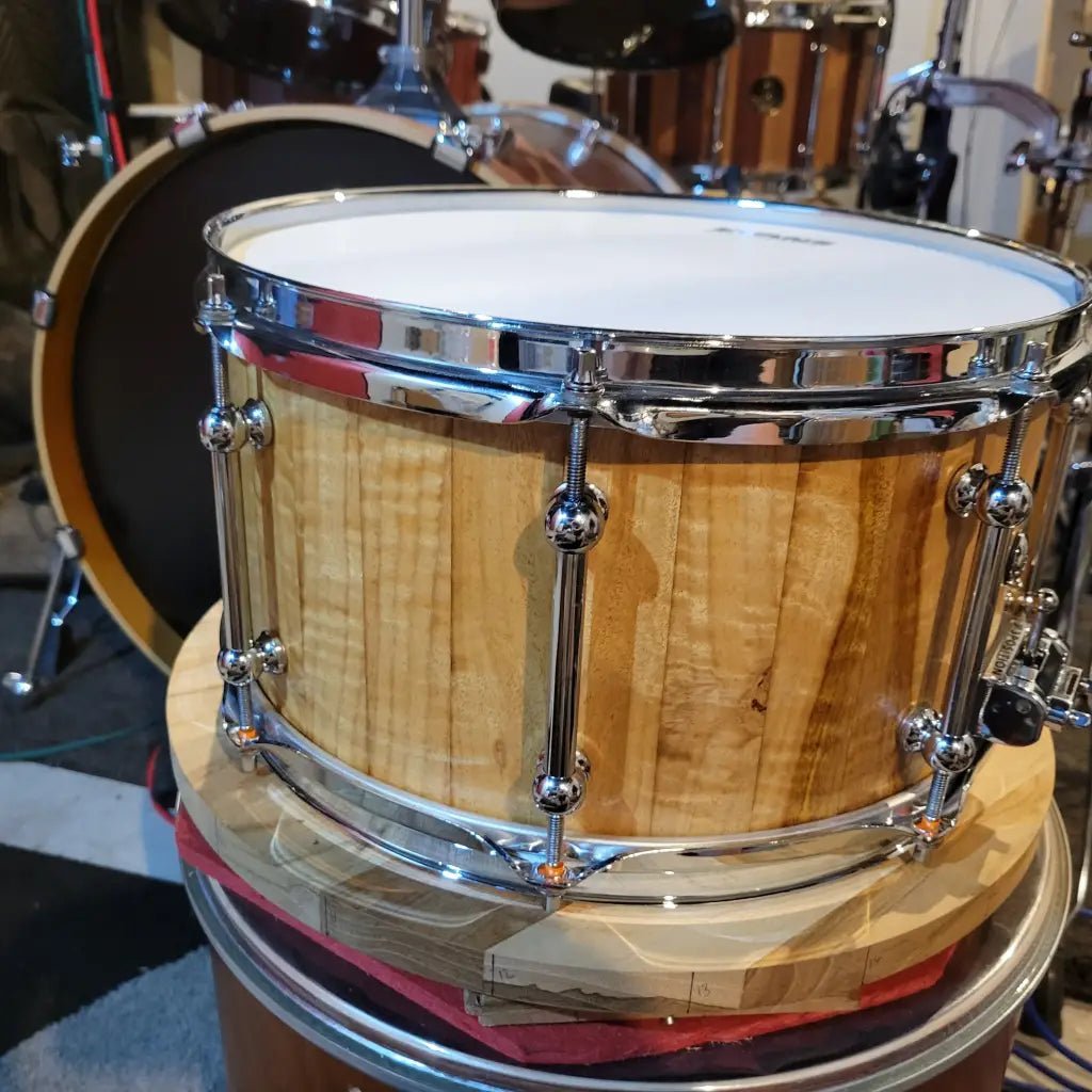 Blackbutt 13x7 stave block snare drum 