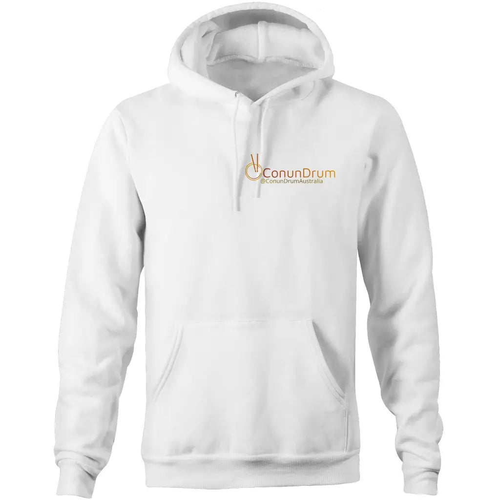 ConunDrum - Pocket Hoodie Sweatshirt - White / Extra Small