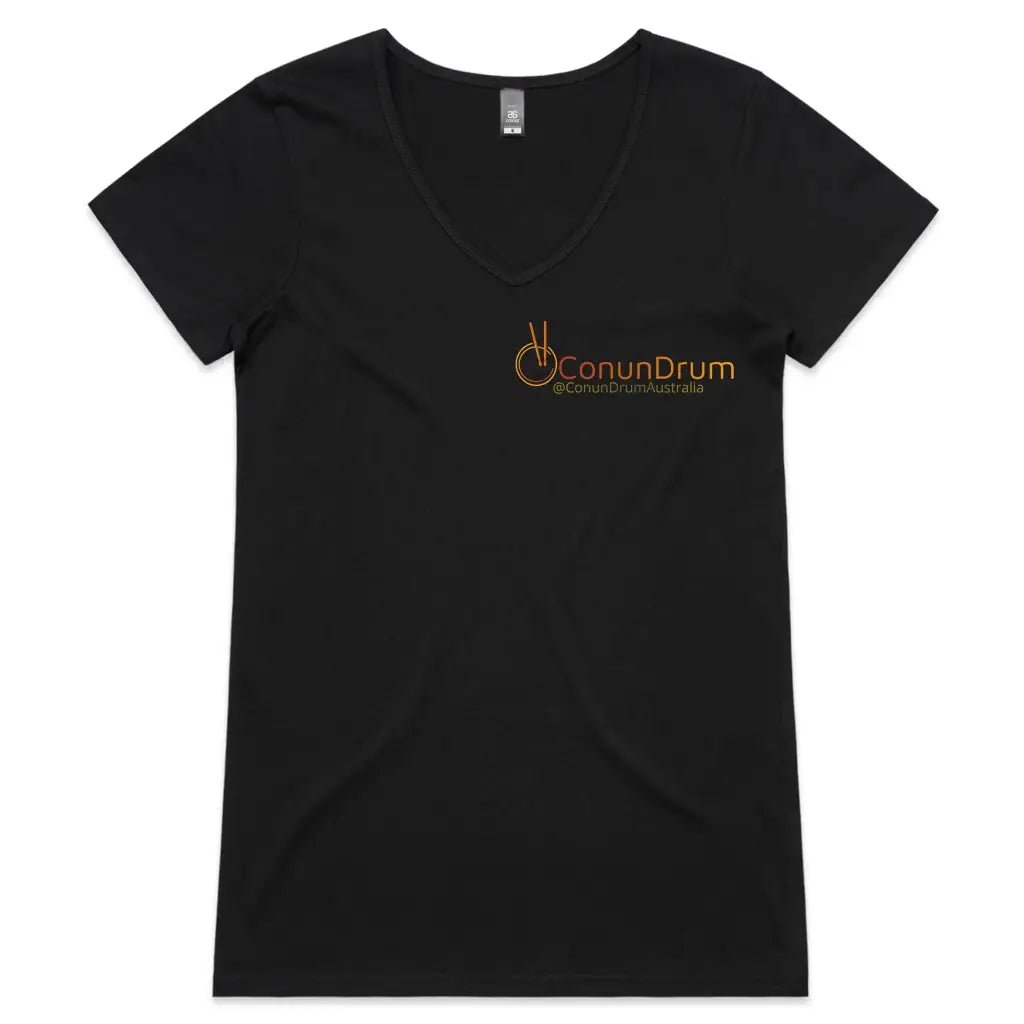 ConunDrum - Womens V-Neck T-Shirt - Black / Womens 8 / XS -