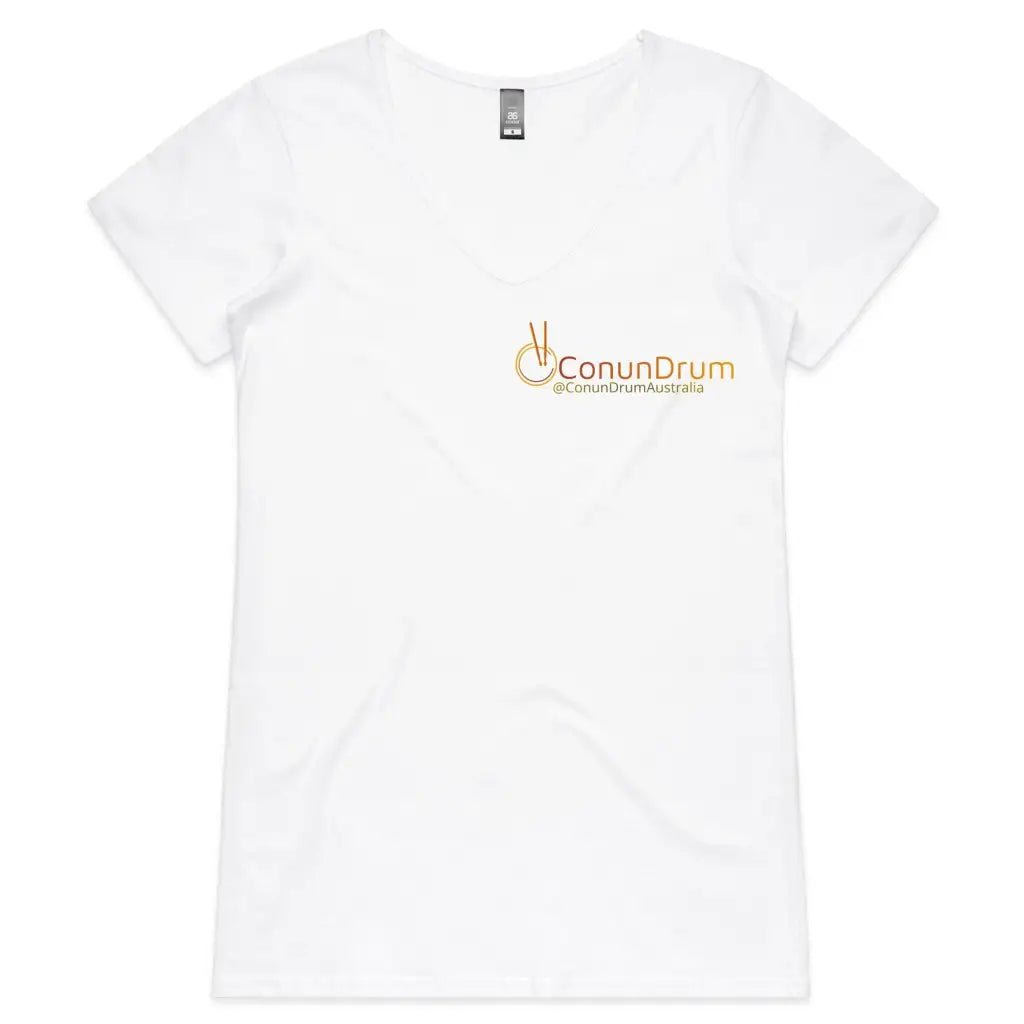 ConunDrum - Womens V-Neck T-Shirt - White / Womens 8 / XS -