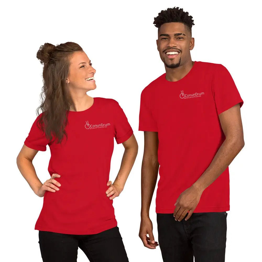 Unisex t-shirt (White Print) - Red / XS